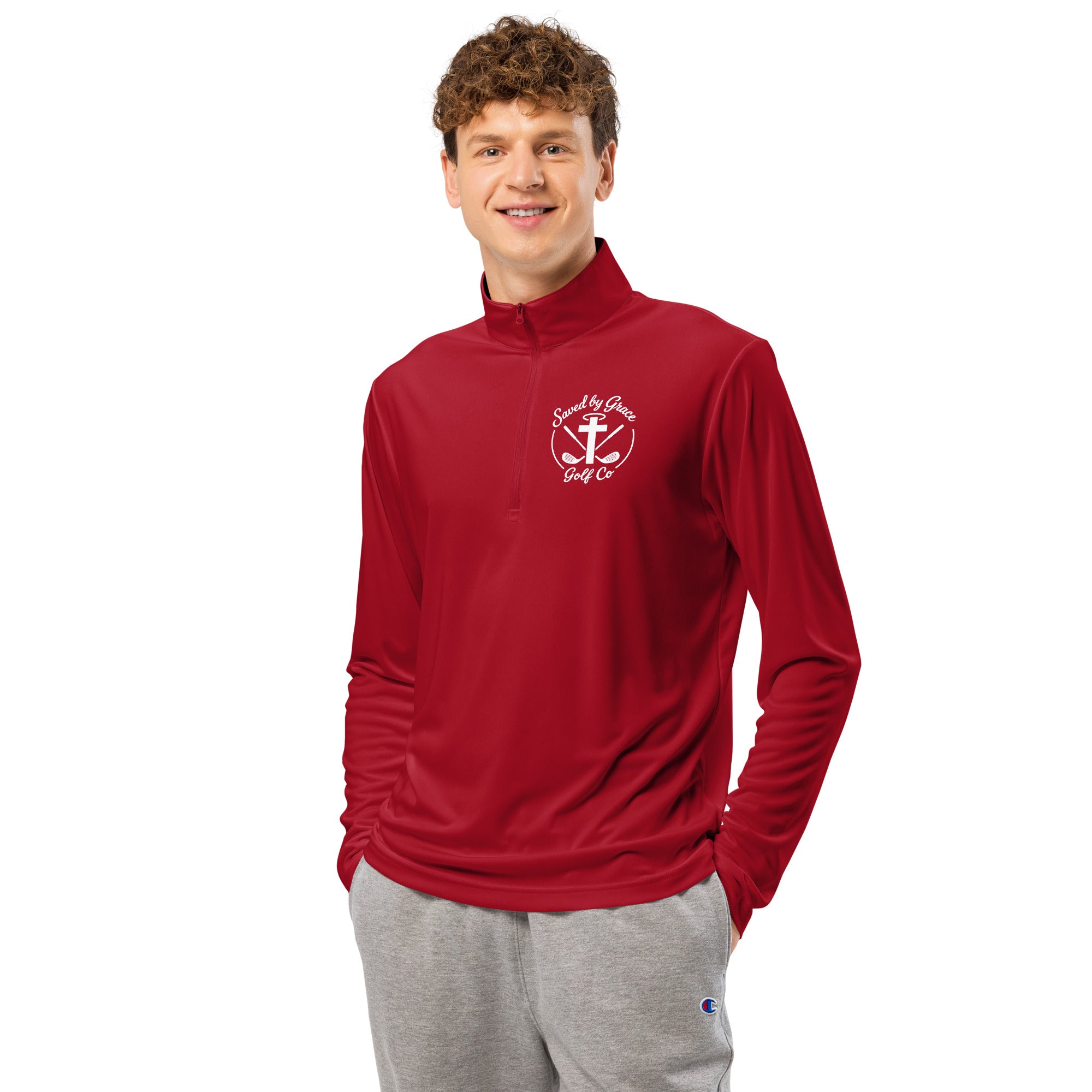 Faith-Based-1/4-zip-pullover-true-red