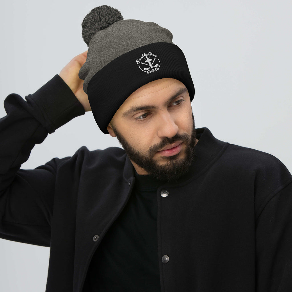 Faith-Based-Golf-beanie-black-dark-heather-gray