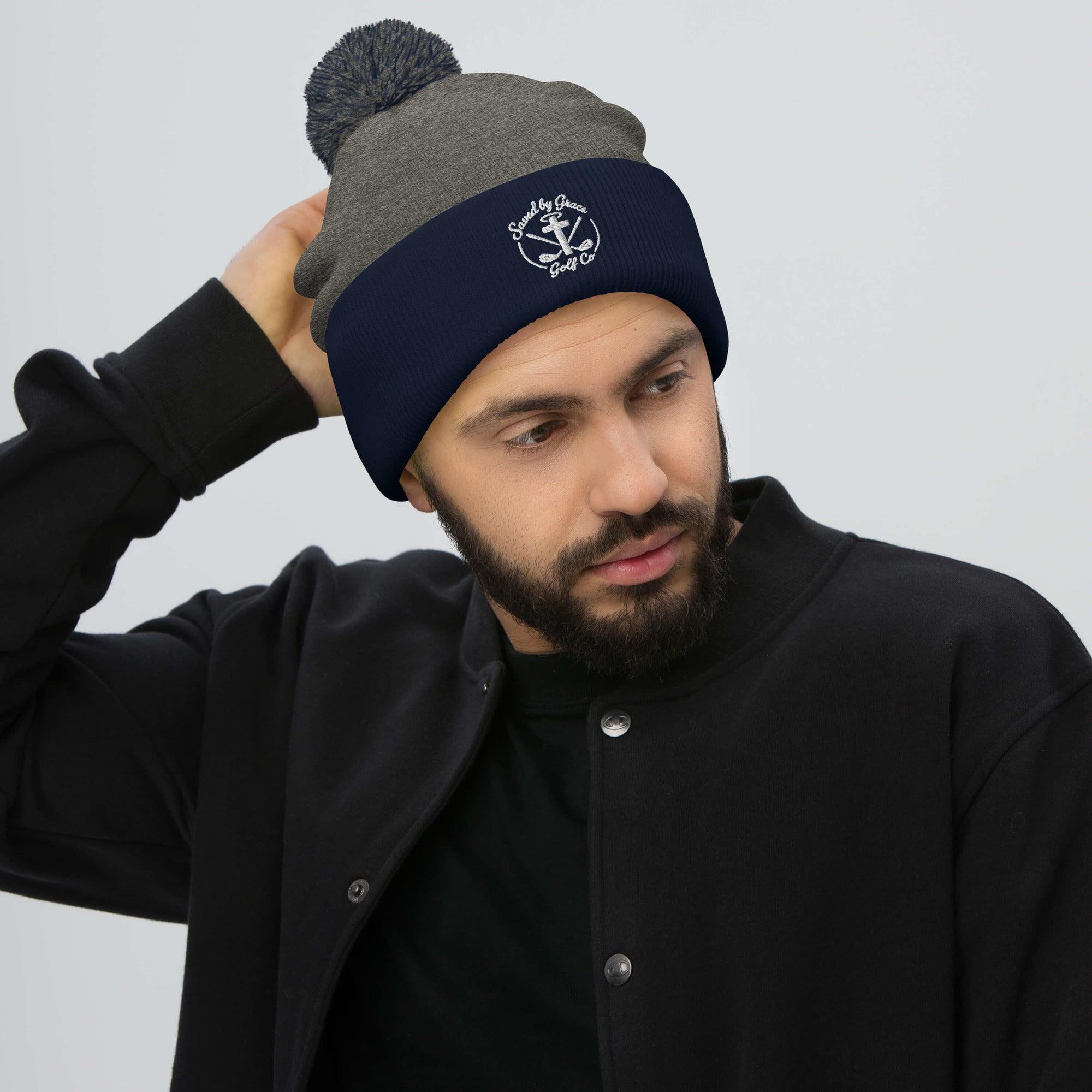 Faith-Based-Golf-beanie-navy-dark-heather-gray