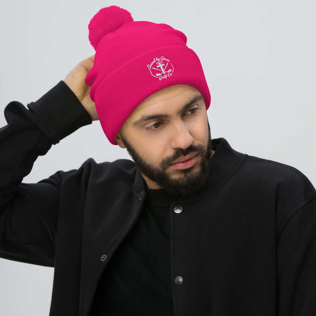 Faith-Based-Golf-beanie-neon-pink