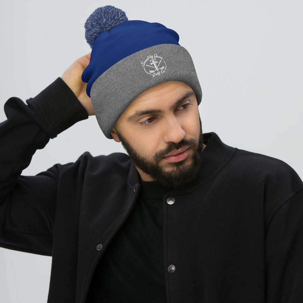 Faith-Based-Golf-beanie-royal-heather-gray