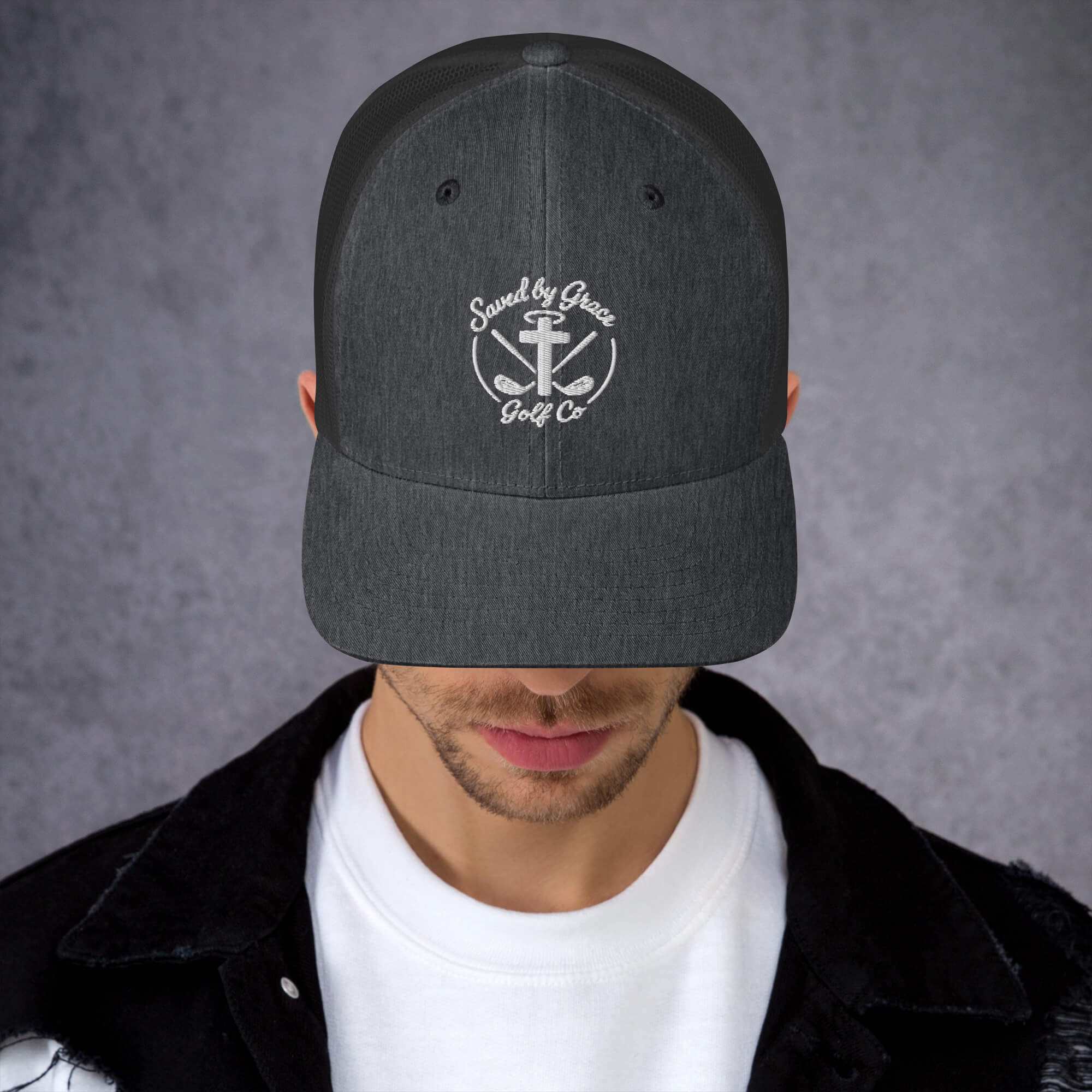 Faith-Based-trucker-hat-dark-heather-gray