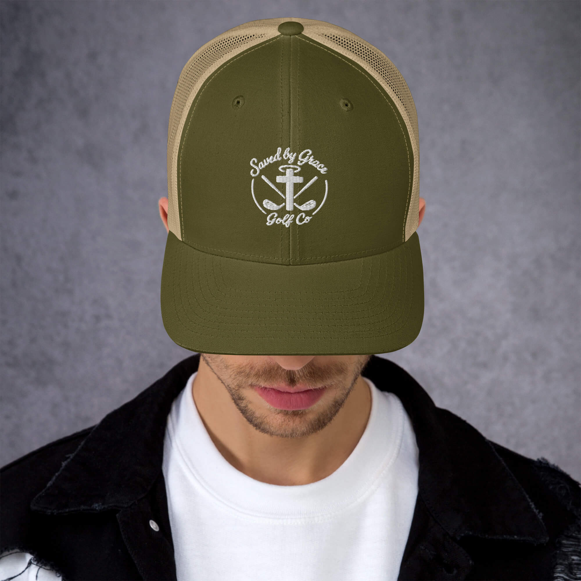 Faith-Based-trucker-hat-moss-khaki
